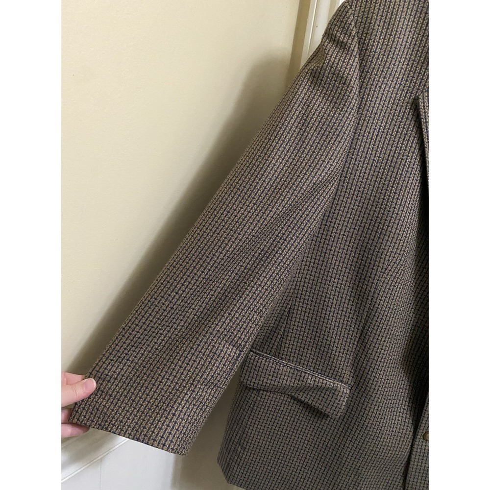 Vintage Carlo Mandrone Mens Suit Jacket Silk Wool Pockets Tweed Style Brown 50R - Picture 4 of 15